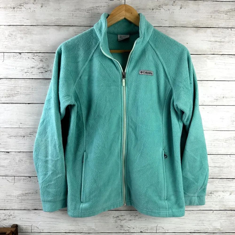 Columbia Full Zip Fleece Girls Size XL (18-20)‎ Teal green Jacket Zip Pockets